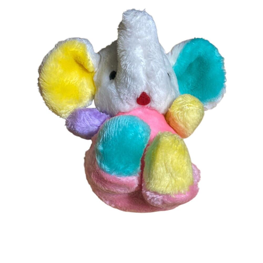 Pastel Color Block Elephant Plush White Walmart Vintage Stuffed Animal‎ Korea